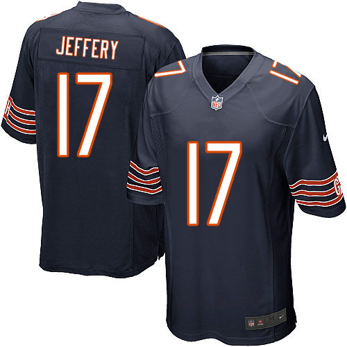 Men's Game Alshon Jeffery Nike Jersey Navy Blue Home - #17 NFL Chicago Bears